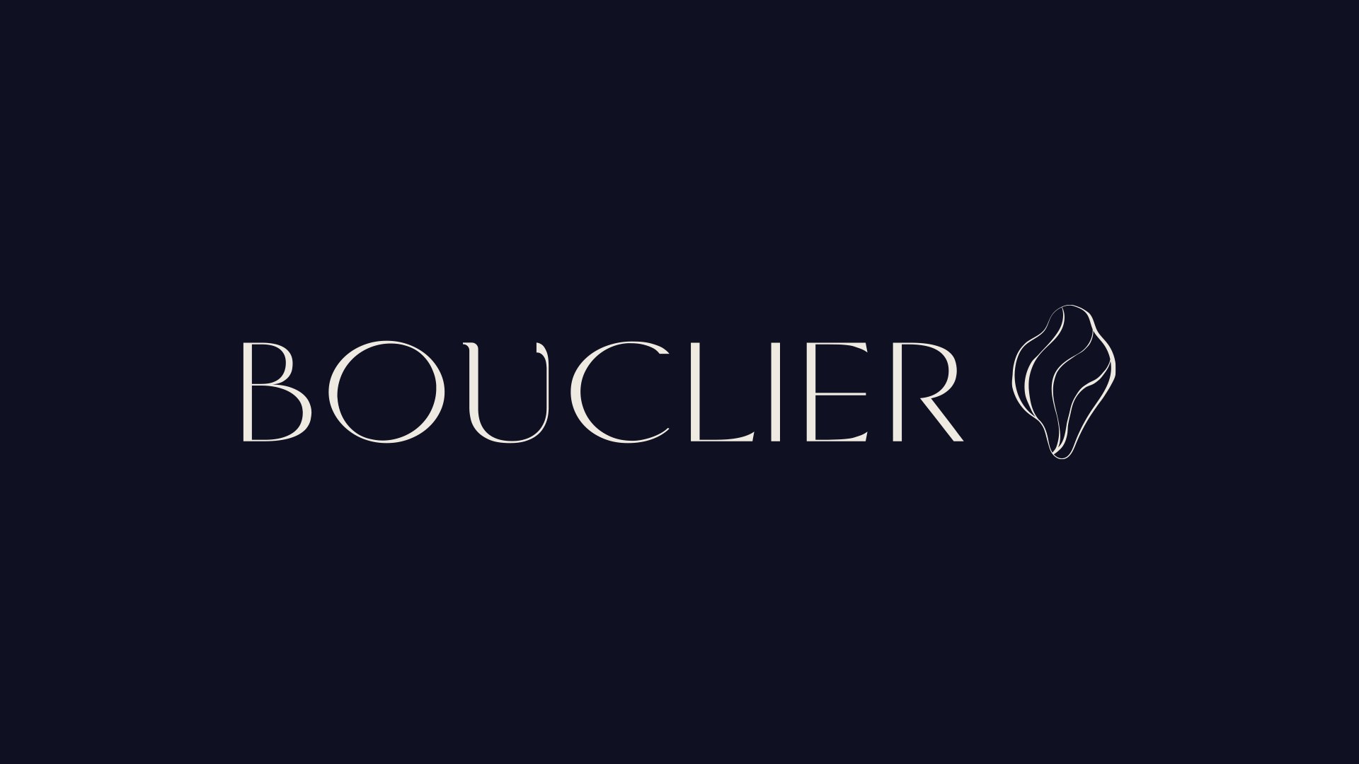 Bouclier wordmark and pearl shield icon on ivory